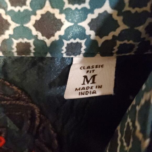 EUC Robert Graham Dark Green Dress Shirt Sz M - Picture 6 of 11